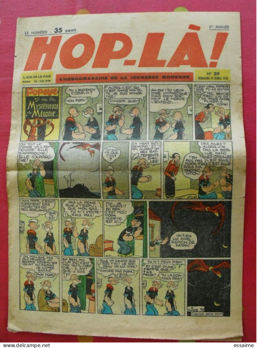 Hop-Là ! N° 30 De 1938. Popeye, Prince Vaillant (Foster), Mandrake, Marc Orian, Diane, Patrouille Aigles. à Redécouvrir - Otros & Sin Clasificación
