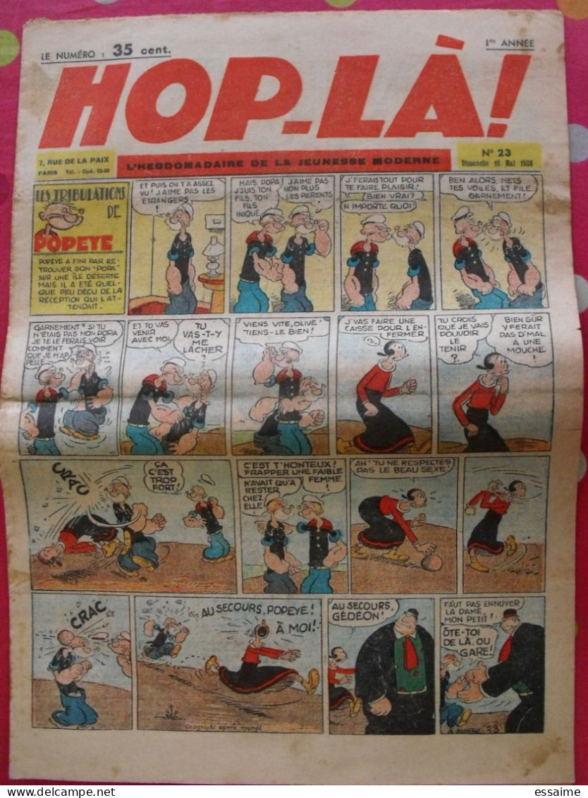 Hop-Là ! N° 23 De 1938. Popeye, Prince Vaillant (Foster), Mandrake, Marc Orian, Diane, Patrouille Aigles. à Redécouvrir - Otros & Sin Clasificación