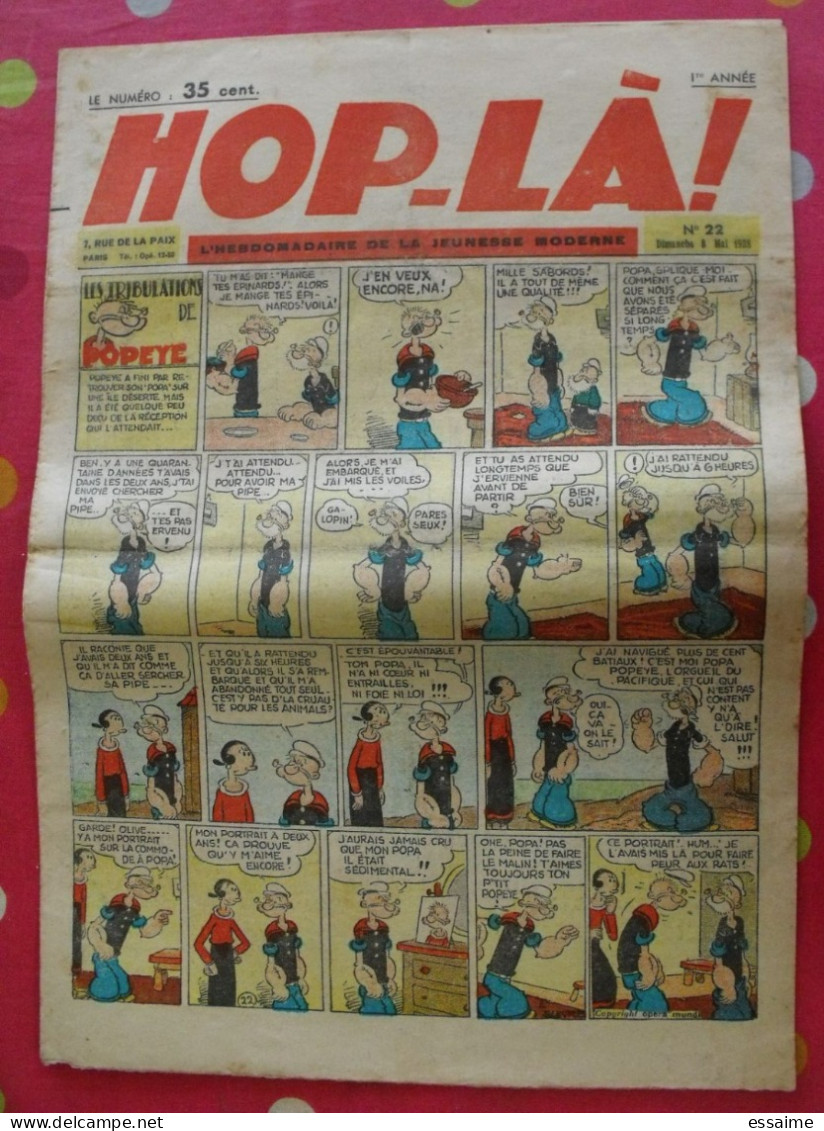 Hop-Là ! N° 22 De 1938. Popeye, Prince Vaillant (Foster), Mandrake, Marc Orian, Diane, Patrouille Aigles. à Redécouvrir - Autres & Non Classés