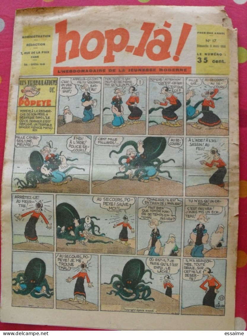 Hop-Là ! N° 17 De 1938. Popeye, Prince Vaillant (Foster), Mandrake, Marc Orian, Diane, Patrouille Aigles. à Redécouvrir - Otros & Sin Clasificación