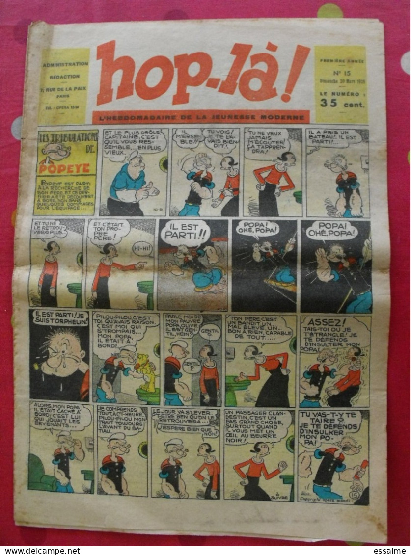Hop-Là ! N° 15 De 1938. Popeye, Prince Vaillant (Foster), Mandrake, Marc Orian, Diane, Patrouille Aigles. à Redécouvrir - Andere & Zonder Classificatie