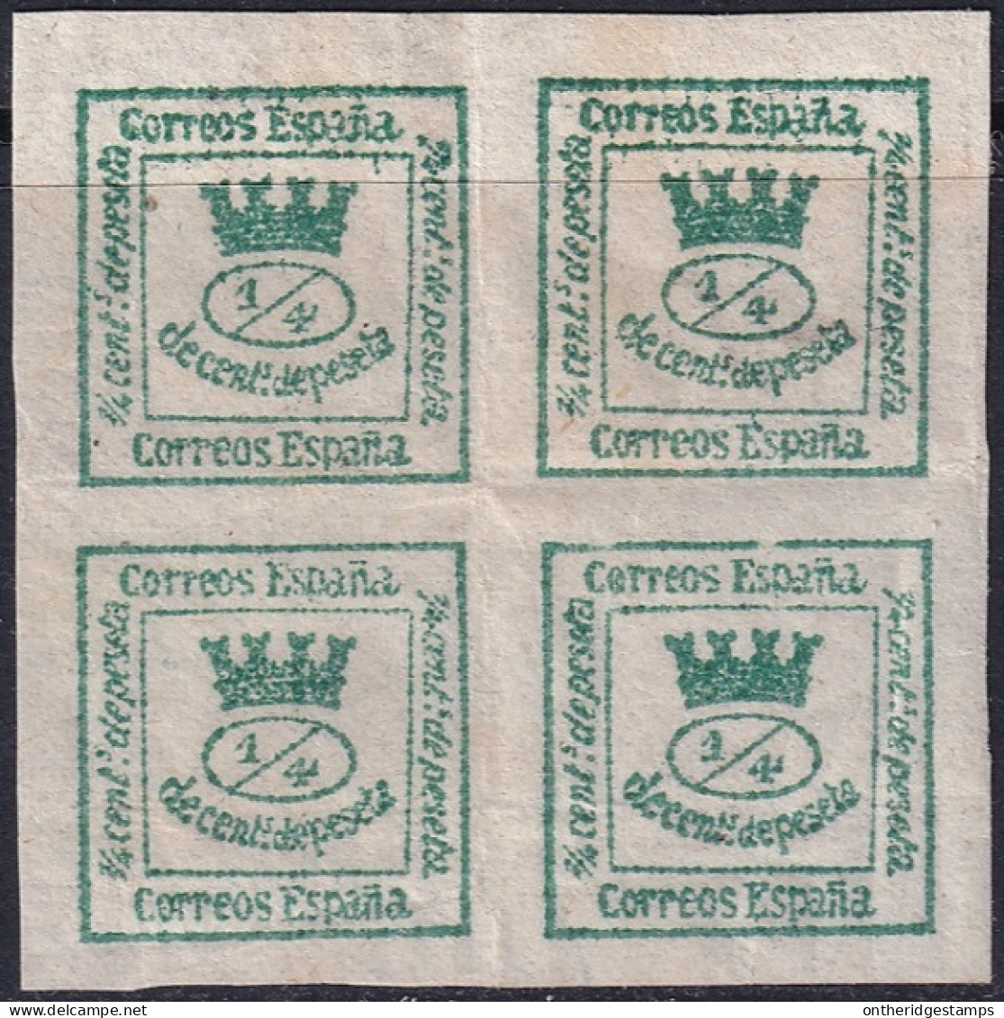 Spain 1873 Sc 190a España Ed 130a Block MH* Pinhole Some Creases - Ongebruikt