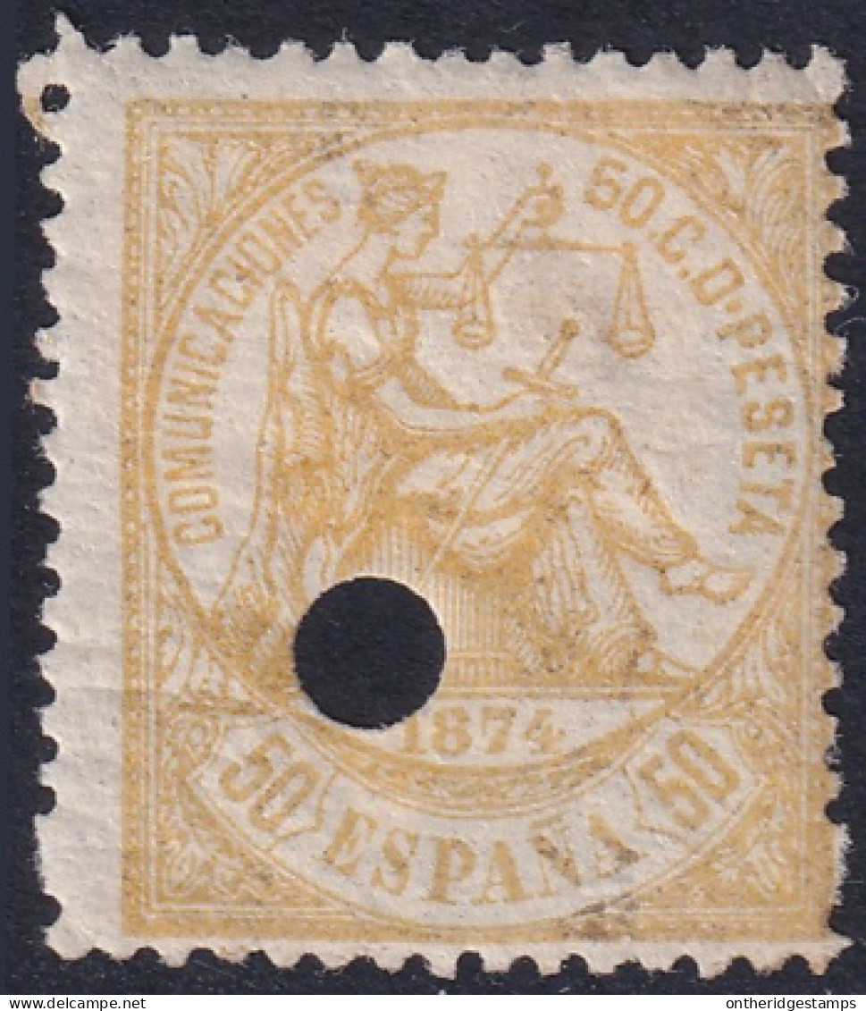 Spain 1874 Sc 207 España Ed 149T Telegraph Punch (taladrado) Cancel  - Telegrafi