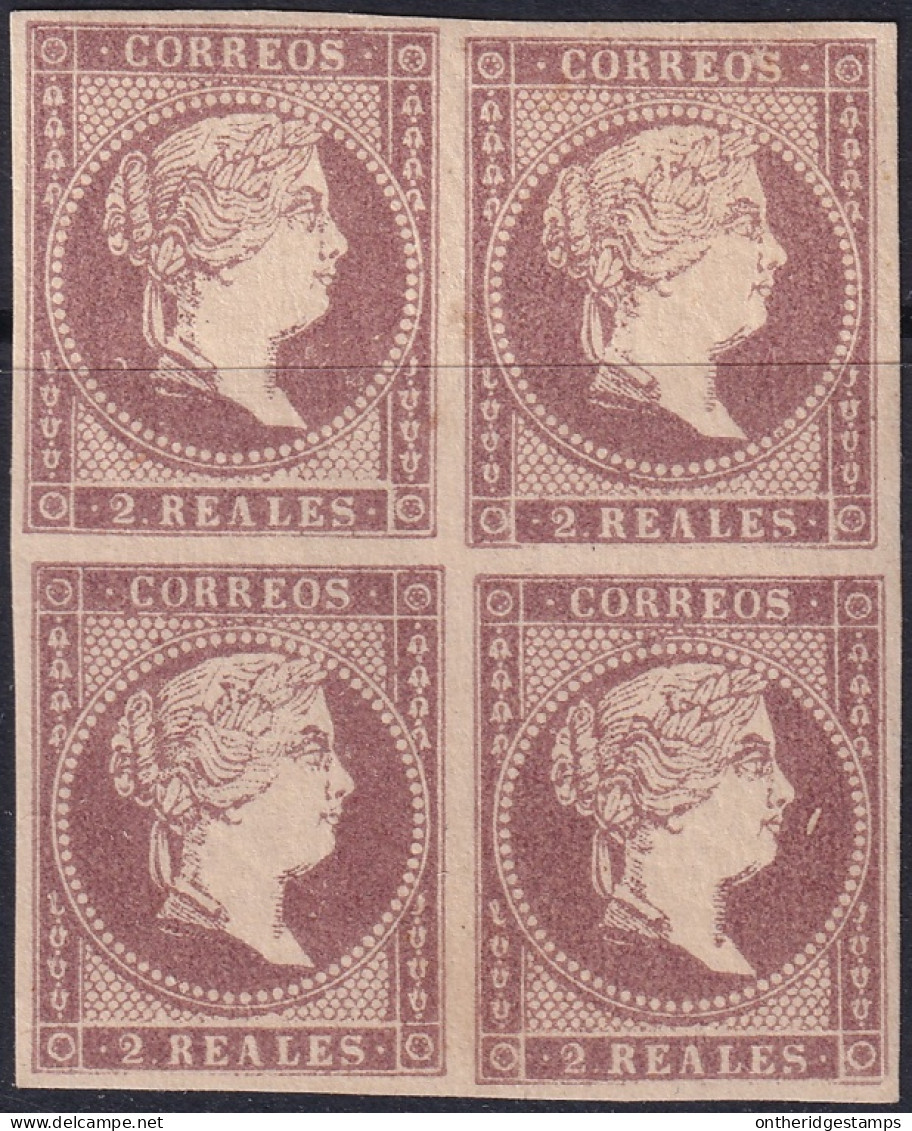 Spain 1856 Sc 47 España Ed 50 Block MLH* Some Disturbed Gum Expertized - Nuevos