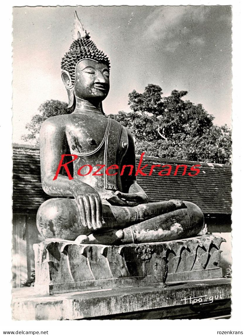 Laos Ventiane Vientiane Statue Bouddha Boudha Buddha Maravijaya Attitude Bhūmisparśa Mudrā CPA Indochine Française - Laos