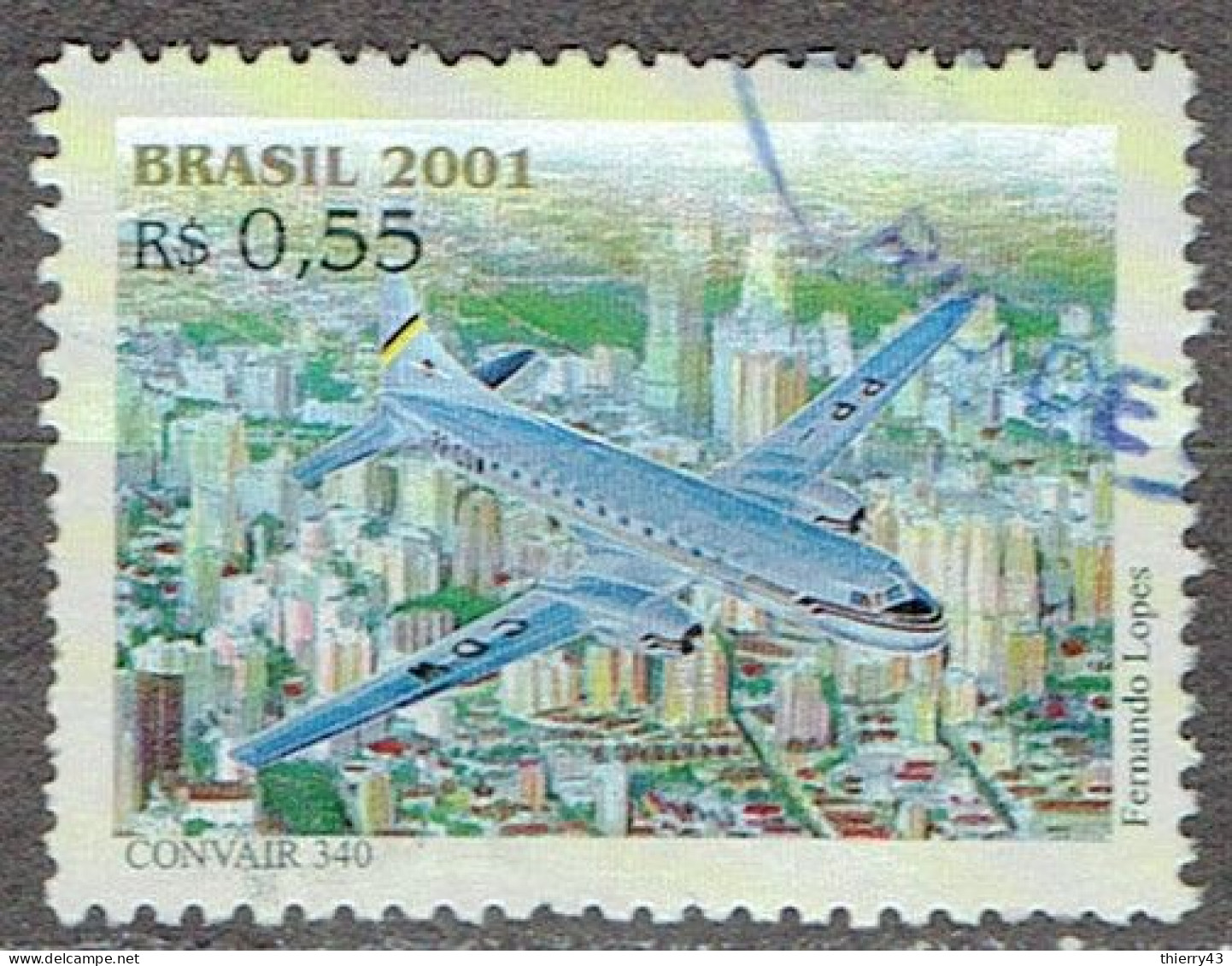 Brasil  2001 - Airplane Convair 340 - Michel 3191  Used, Oblitéré, Gest. - Gebruikt