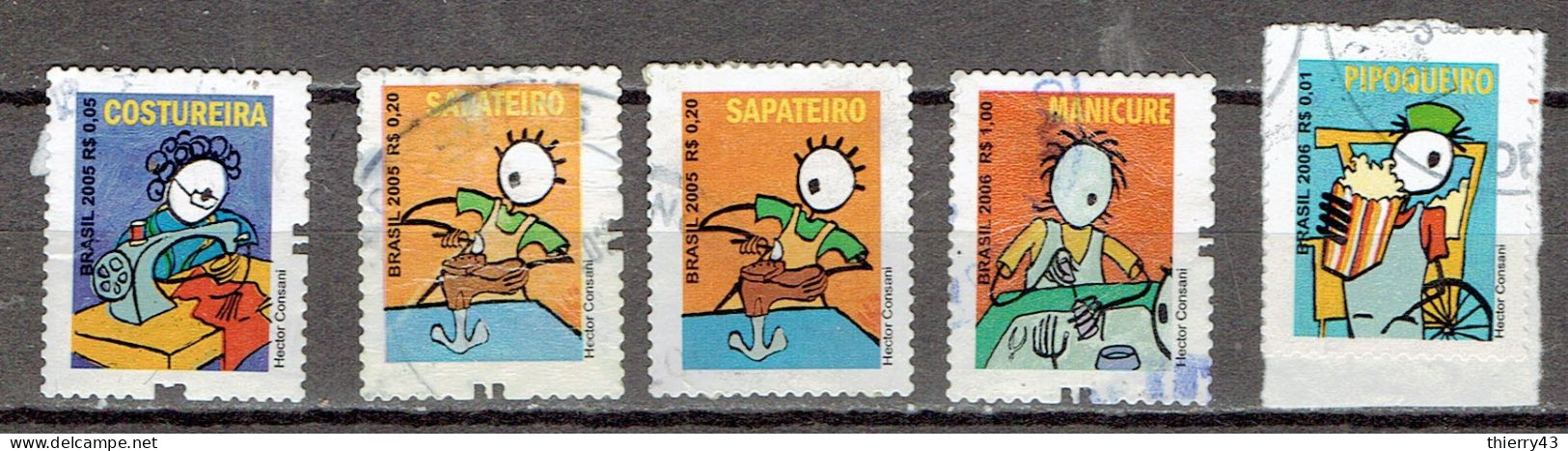 Brasil  2005 - Craftsmen, 5 Different Items - Used, Oblitéré, Gest. - Usados