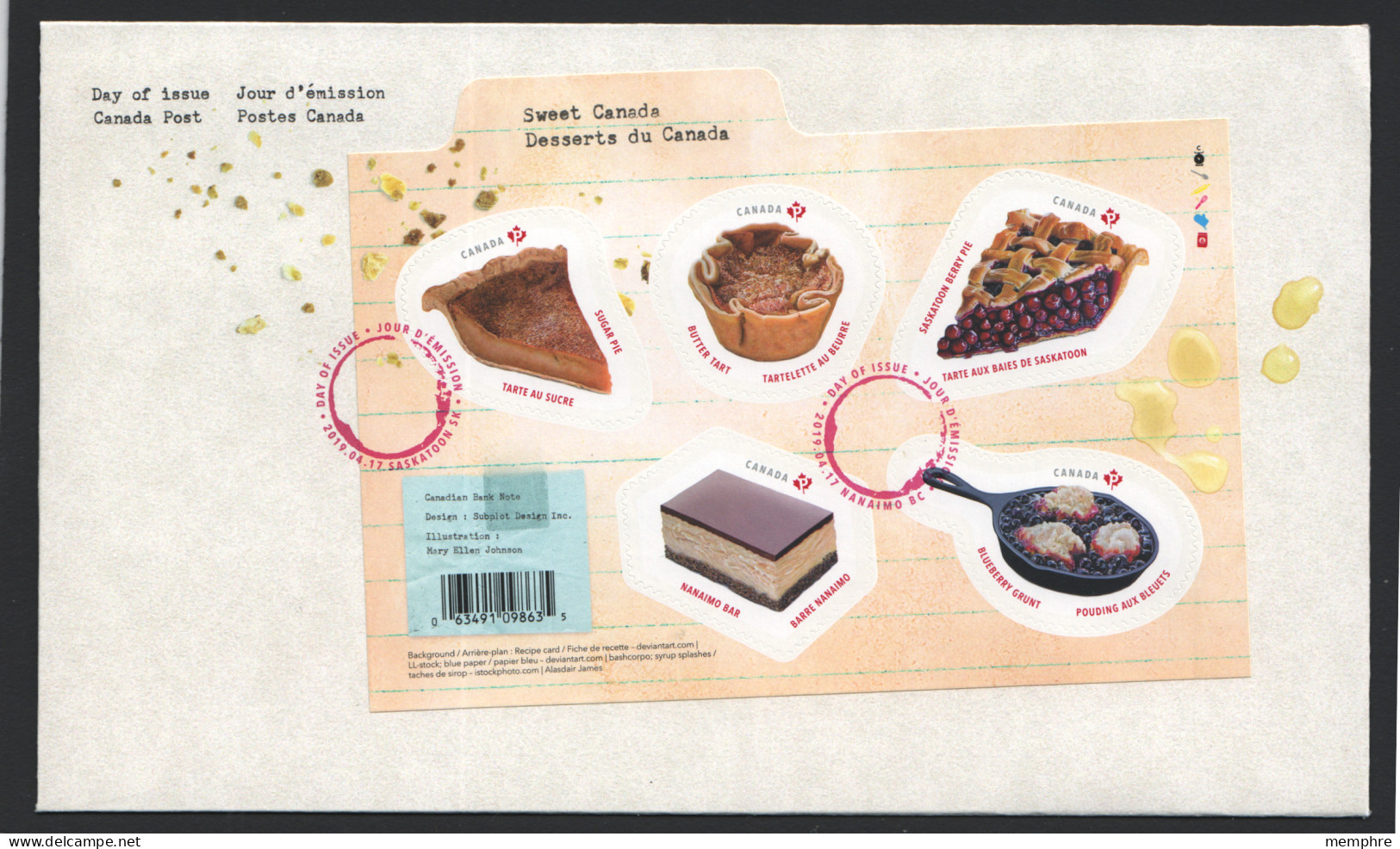 2019  Typical Canadian Desserts Souvenir Sheet Of 5 Different  Sc 3177 - 2011-...