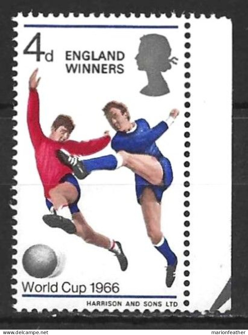 GB....QUEEN ELIZABETH II..(1952-22.)...." 1966.."..FOOTBALL..WINNERS.....4d......3/20.....PATCH ON THIGH.......MNH...... - 1966 – England