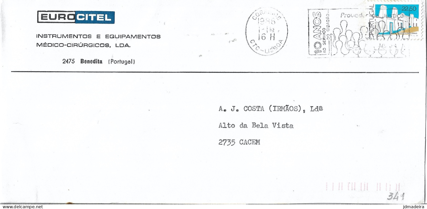 Portugal Cover With 10 ANOS PROVEDOR DA JUSTIÇA Cancellation - Covers & Documents