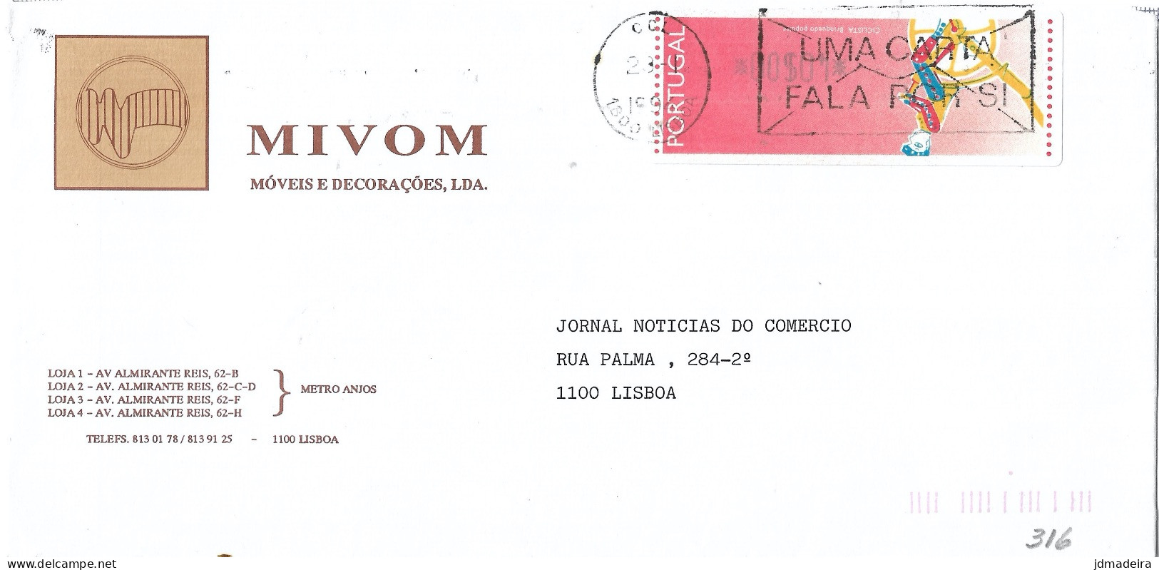 Portugal Cover UMA CARTA FALA POR SI Slogan Cancel - Franking Machines (EMA)