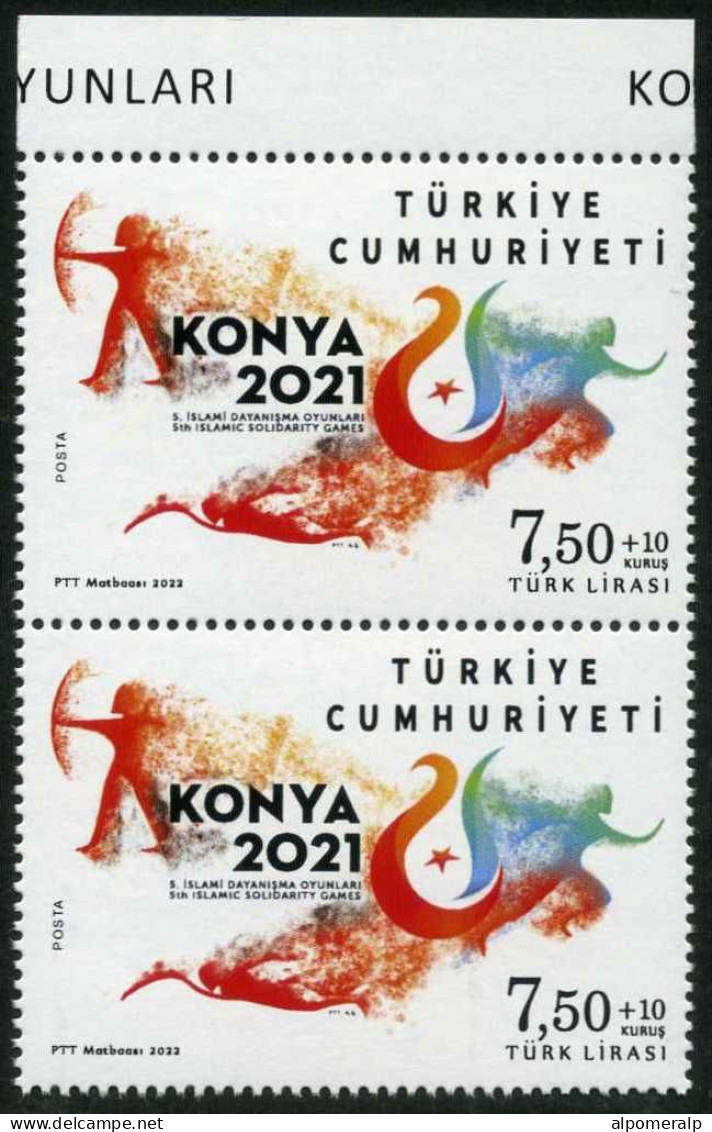 Türkiye 2022 Mi 4712 MNH Archery, Athletes, Swimming | Fifth Islamic Solidarity Games, Konya [Pair, Vertical] - Tiro Al Arco
