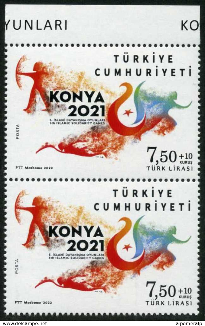 Türkiye 2022 Mi 4712 MNH Archery, Athletes, Swimming | Fifth Islamic Solidarity Games, Konya [Pair, Vertical] - Bogenschiessen