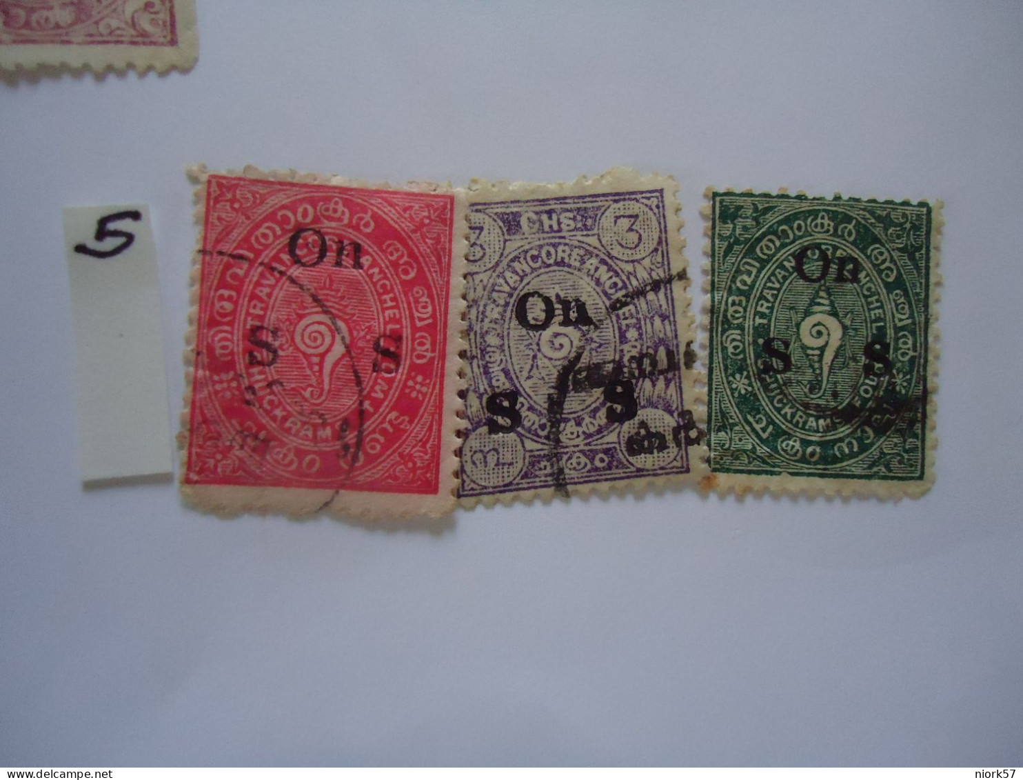 INDIA STATES  USED   STAMPS  TRAVANCORE 3  OVERPRINT - Travancore