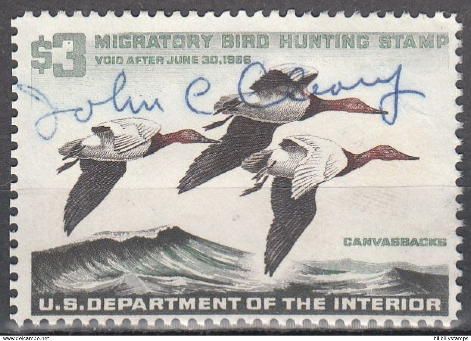 UNITED STATES  SCOTT NO RW32  USED    YEAR  1965 - Duck Stamps