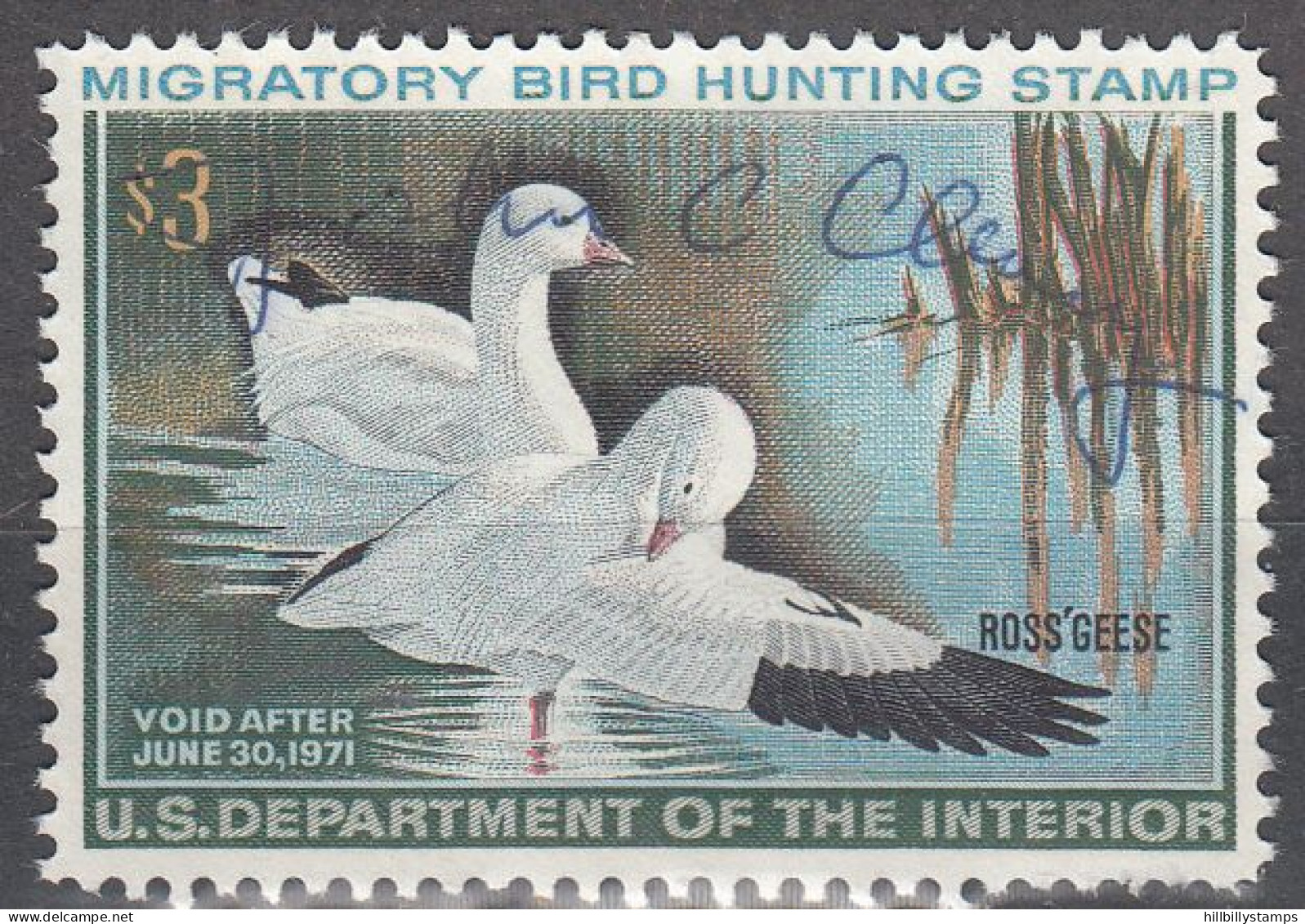 UNITED STATES  SCOTT NO RW37  USED    YEAR  1970 - Duck Stamps