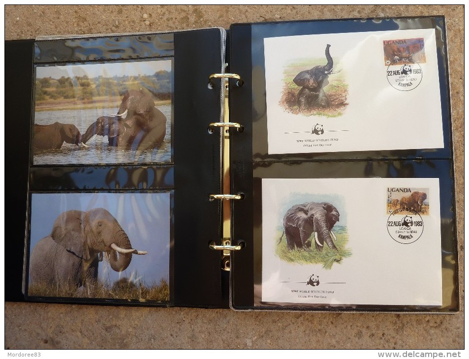 ALBUM CLASSEUR WWF CONTENANT 6 ANIMAUX DANS FEUILLET + TIMBRES NEUFS + PHOTOS + ENV 1ER JOUR TOUT EST SCANNE