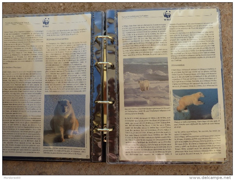 ALBUM CLASSEUR WWF CONTENANT 6 ANIMAUX DANS FEUILLET + TIMBRES NEUFS + PHOTOS + ENV 1ER JOUR TOUT EST SCANNE