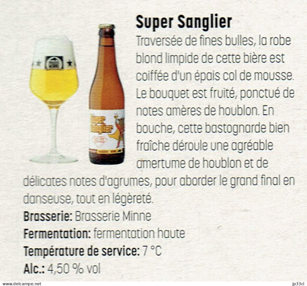 Cyclisme Étiquette De La Bière Super Sanglier (Alc 4,8 %) Brasserie Minne, Somme Leuze  (Bière Du Coffret "La Course") - Beer