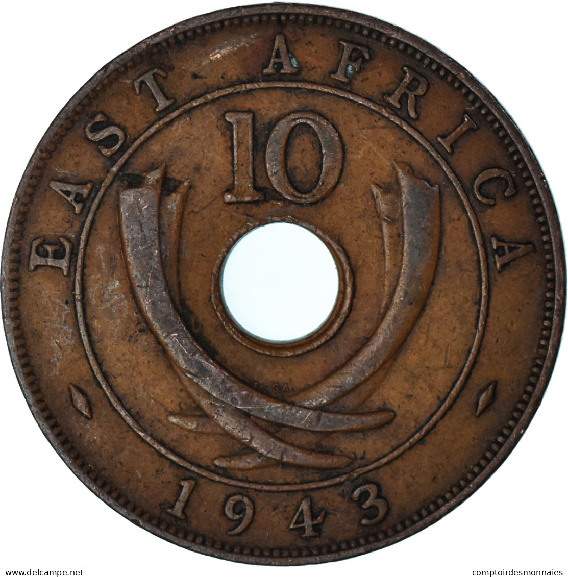 Monnaie, Afrique Orientale, 10 Cents, 1943 - Colonie Britannique