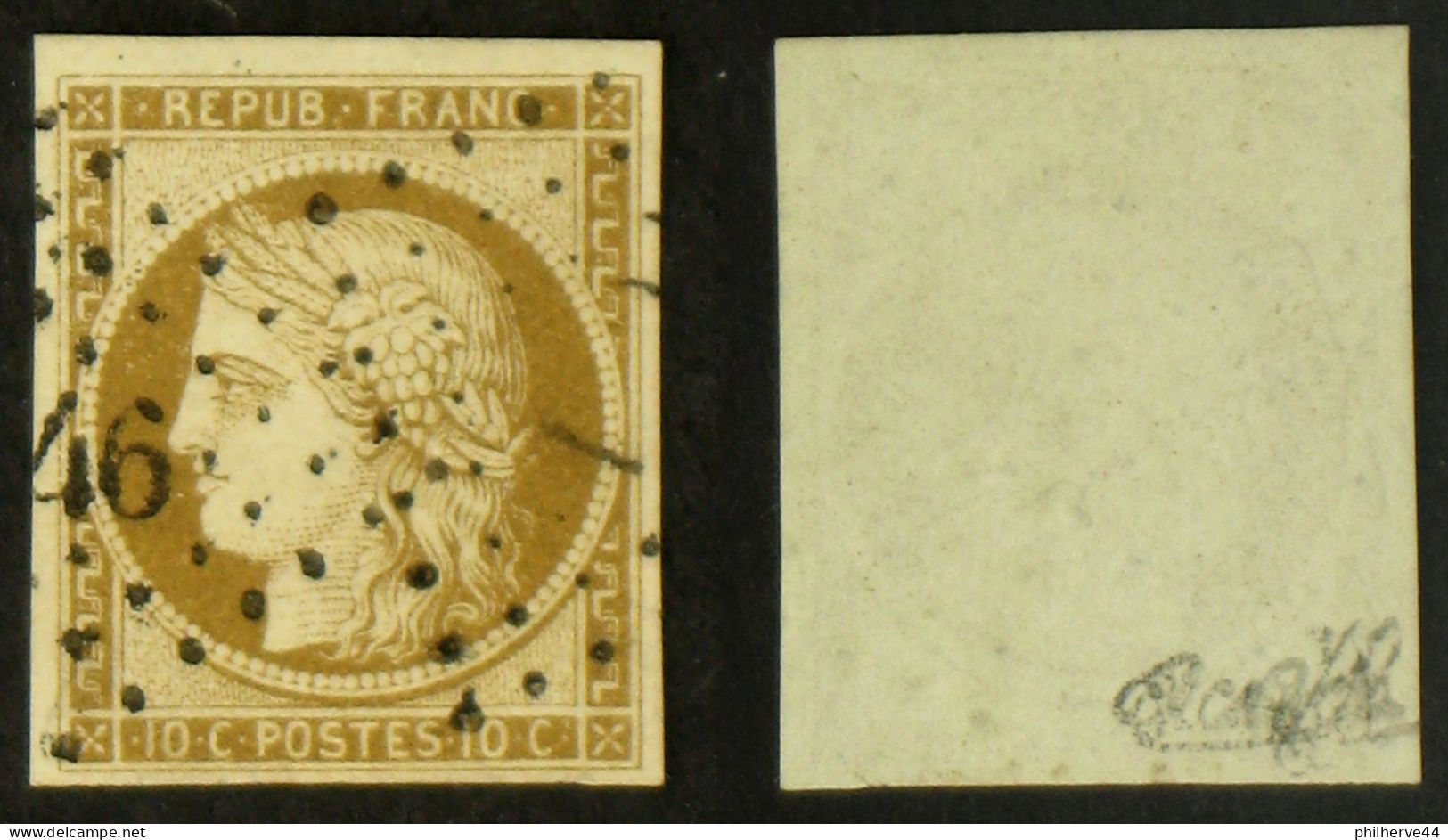 N° 1 10c CERES Bistre-jaune Oblit TB Cote 365€ Signé Calves - 1849-1850 Cérès