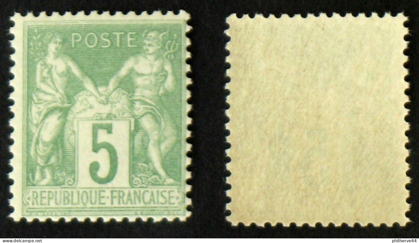 N° 102 5c Vert-jaune N/B Neuf N** TB Cote 67€ - 1898-1900 Sage (Tipo III)