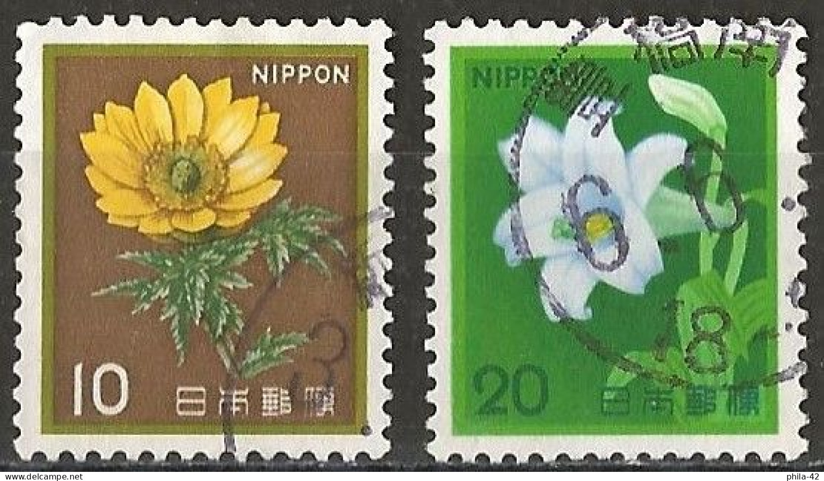 Japan 1982 - Mi 1517A/18A - YT 1429/30 ( Flowers : Adonis & White Trumpet Lily ) - Used Stamps