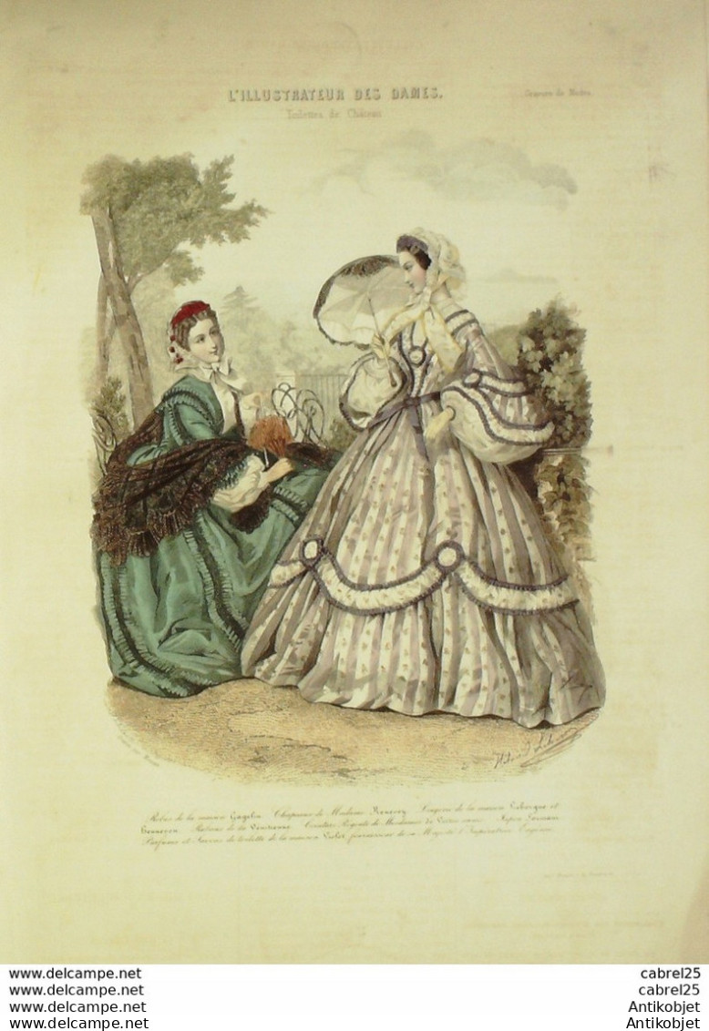 Gravure De Mode L'Illustrateur Des Dames 1869 N°11 - Vor 1900