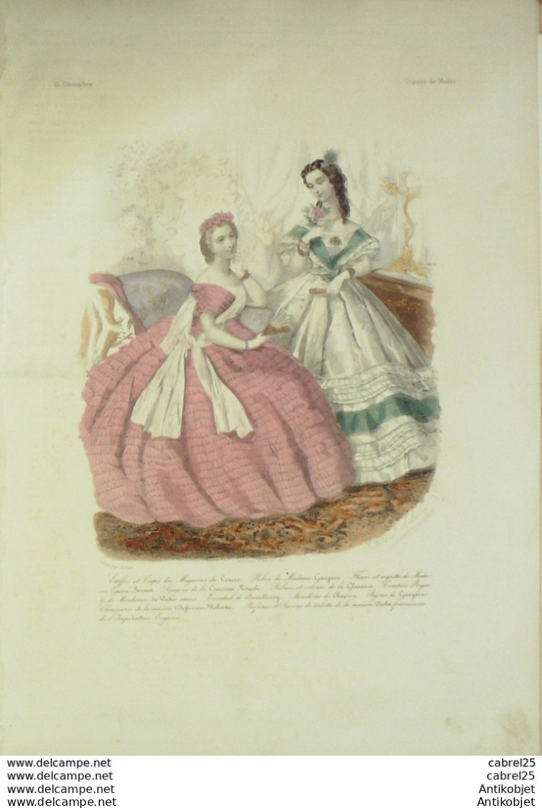 Gravure De Mode L'Illustrateur Des Dames 1869 N°15 - Voor 1900