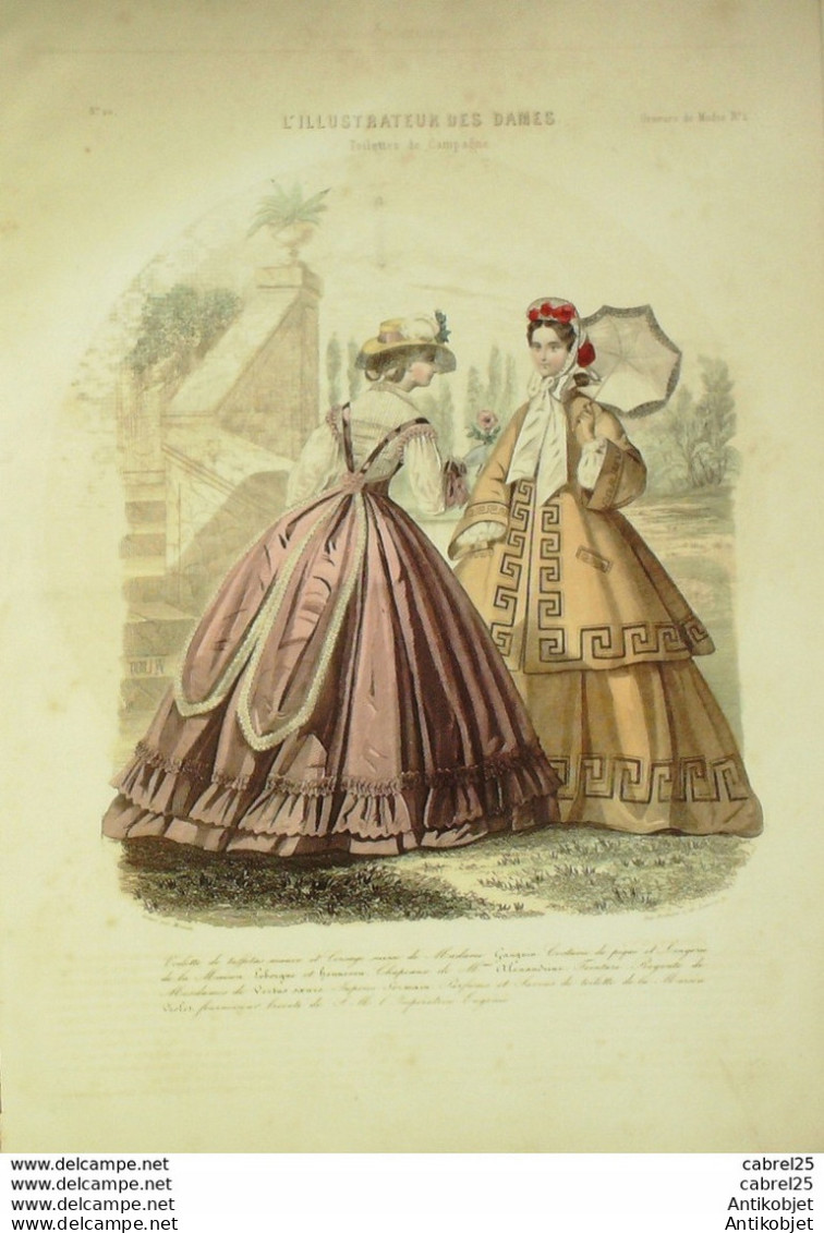 Gravure De Mode L'Illustrateur Des Dames 1869 N°20 - Voor 1900