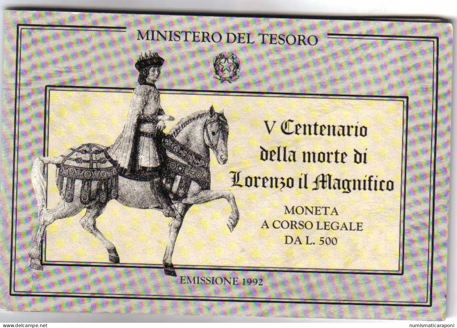 Italy Italia 500 Lire 1992 Lorenzo Il Magnifico Fdc - Nieuwe Sets & Proefsets