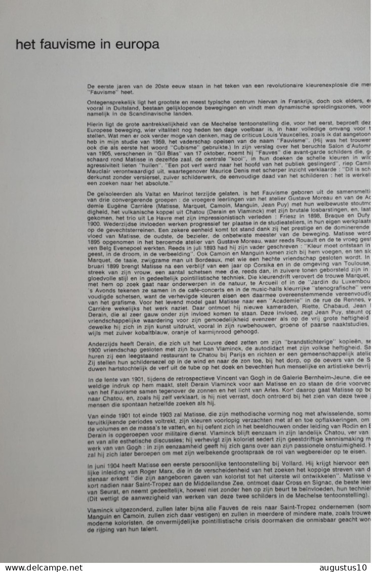 MECHELEN 1969: Prachtige grote catalogusmap FAUVISME IN DE EUROPESE KUNST 30 p. 30/40cm 14 losse reprod. op glanspapier