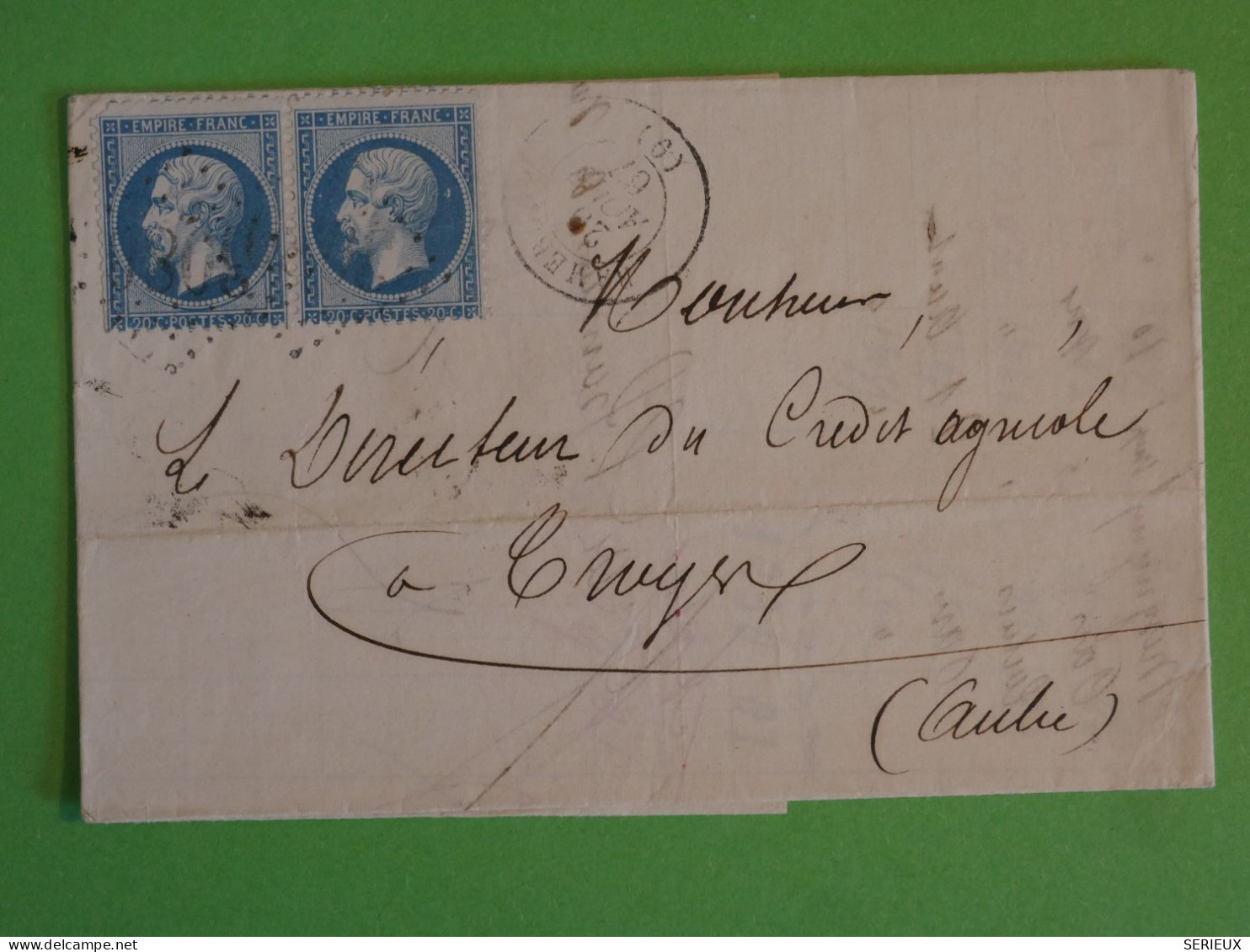 BW10 FRANCE  BELLE  LETTRE  1867 MERY   A TROYES    +PAIRE N° 22 +AFF. PLAISANT + - 1862 Napoleon III
