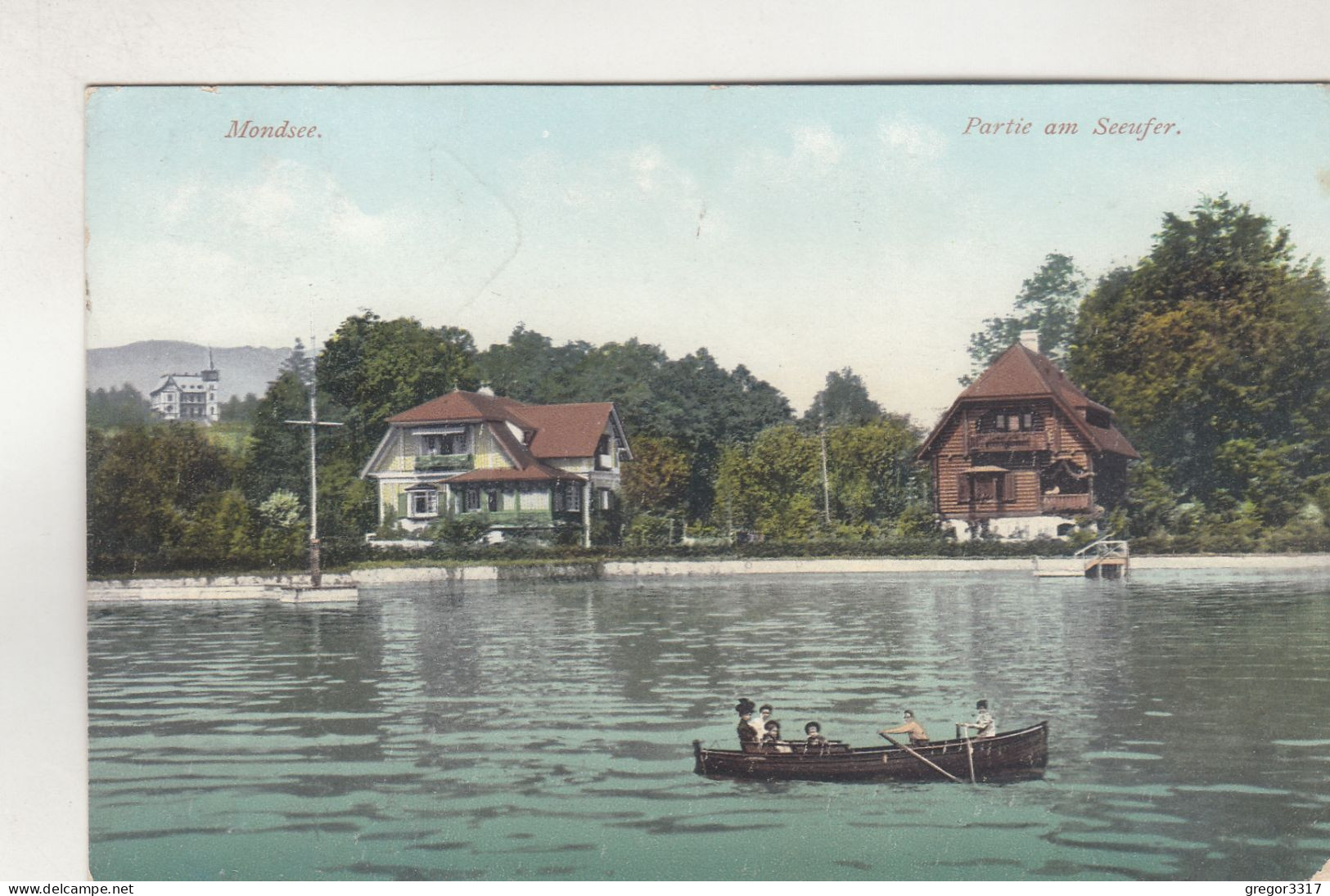 D2047) MONDSEE - Partie Am SEEUFER - HAUS DETAILS U. Boot Mit Kindern 1918 - Mondsee