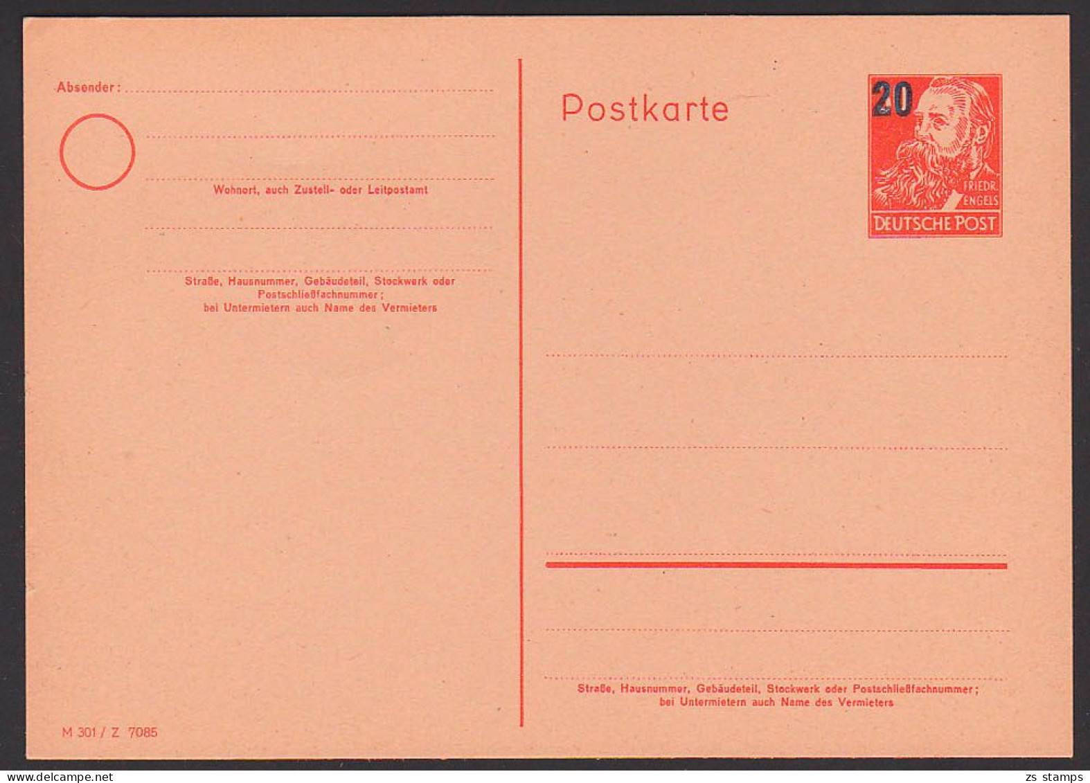 Freidrich Engels 20 Auf 30 Pf. P42/02 Ungebraucht - Postales - Nuevos