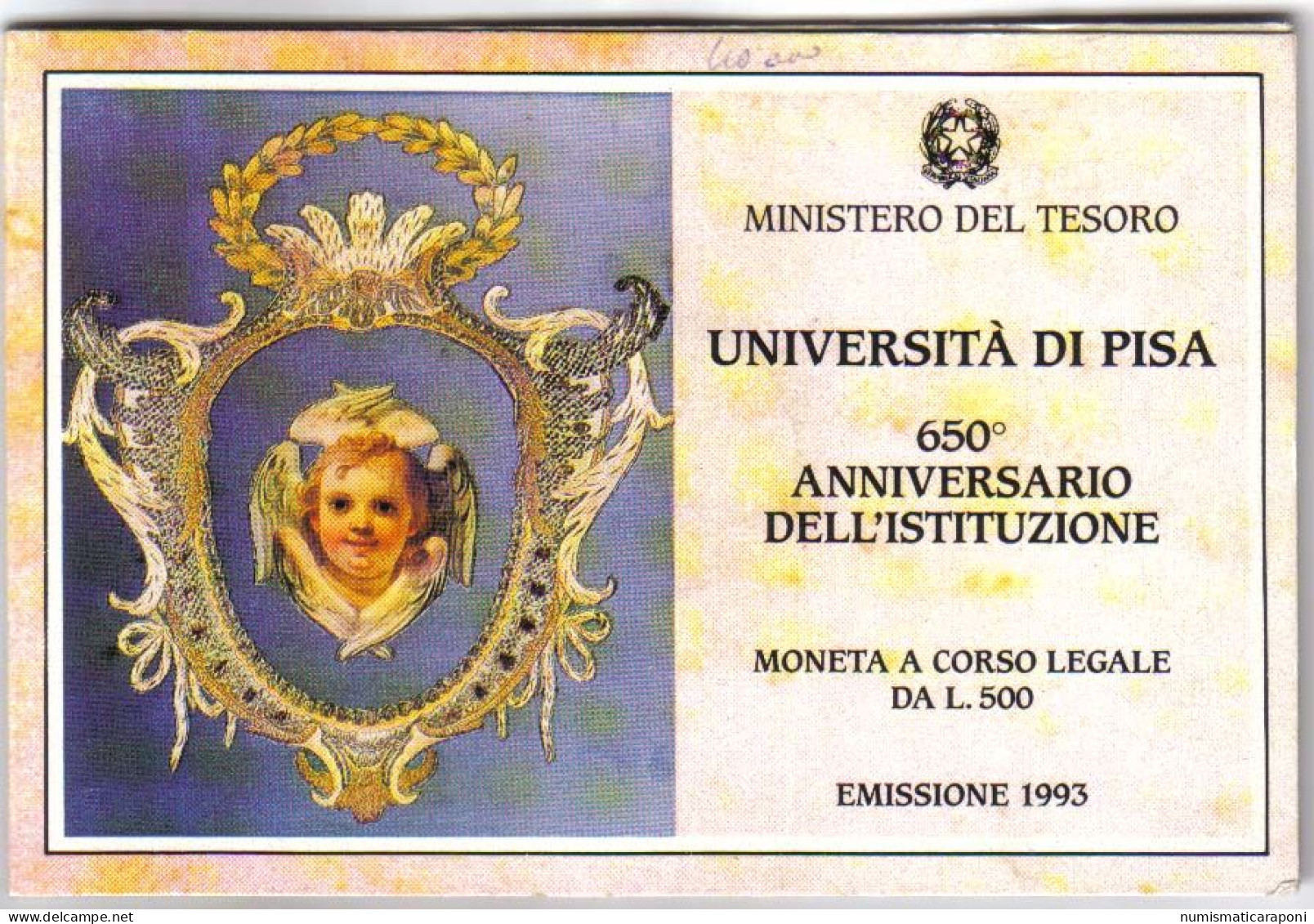 Italy ITALIA 1993  500 Lire AG Fdc Università Di Pisa - 5 000 Lire