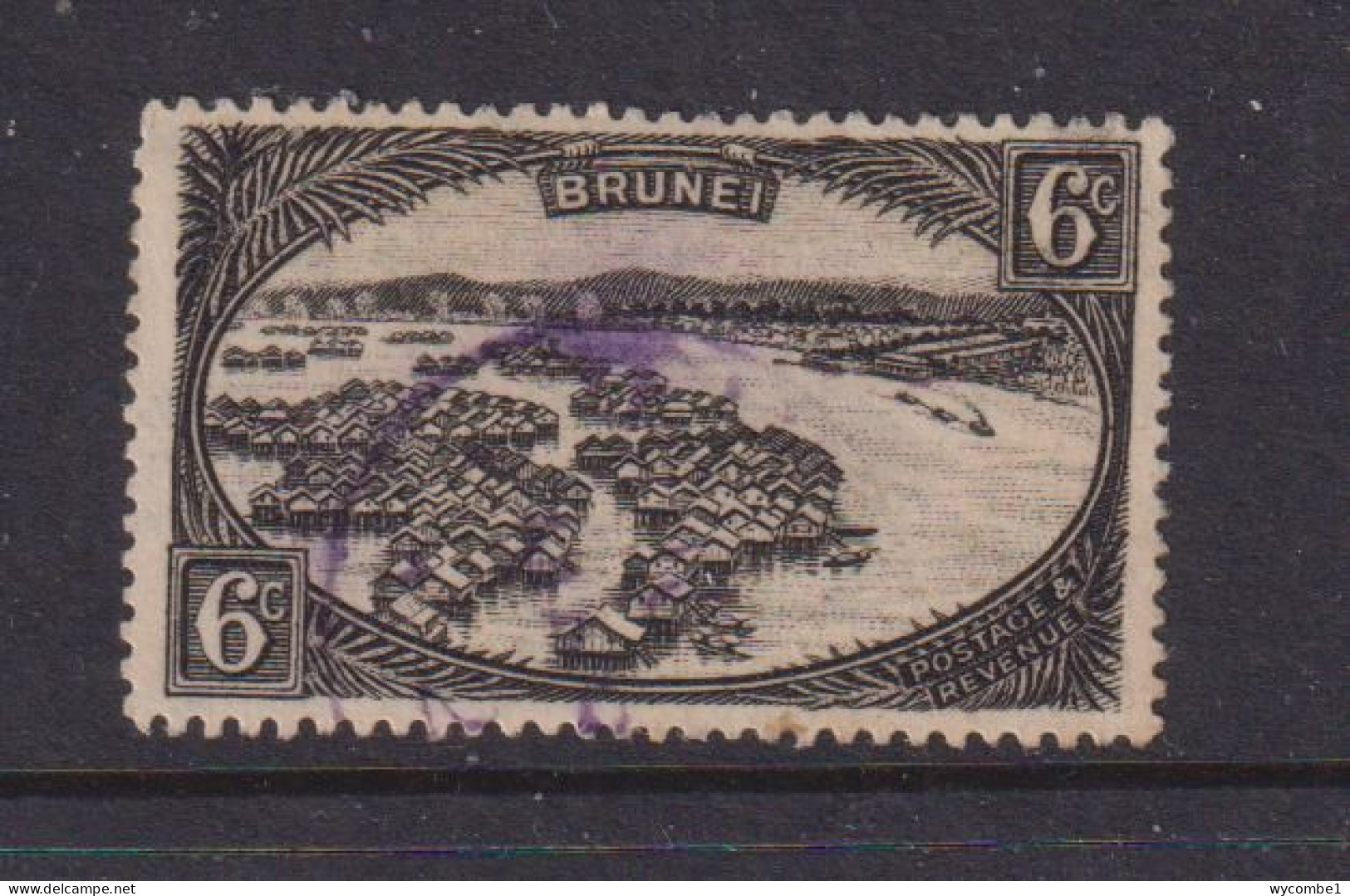 BRUNEI - 1924 Native Houses 6c Used As Scan - Brunei (...-1984)