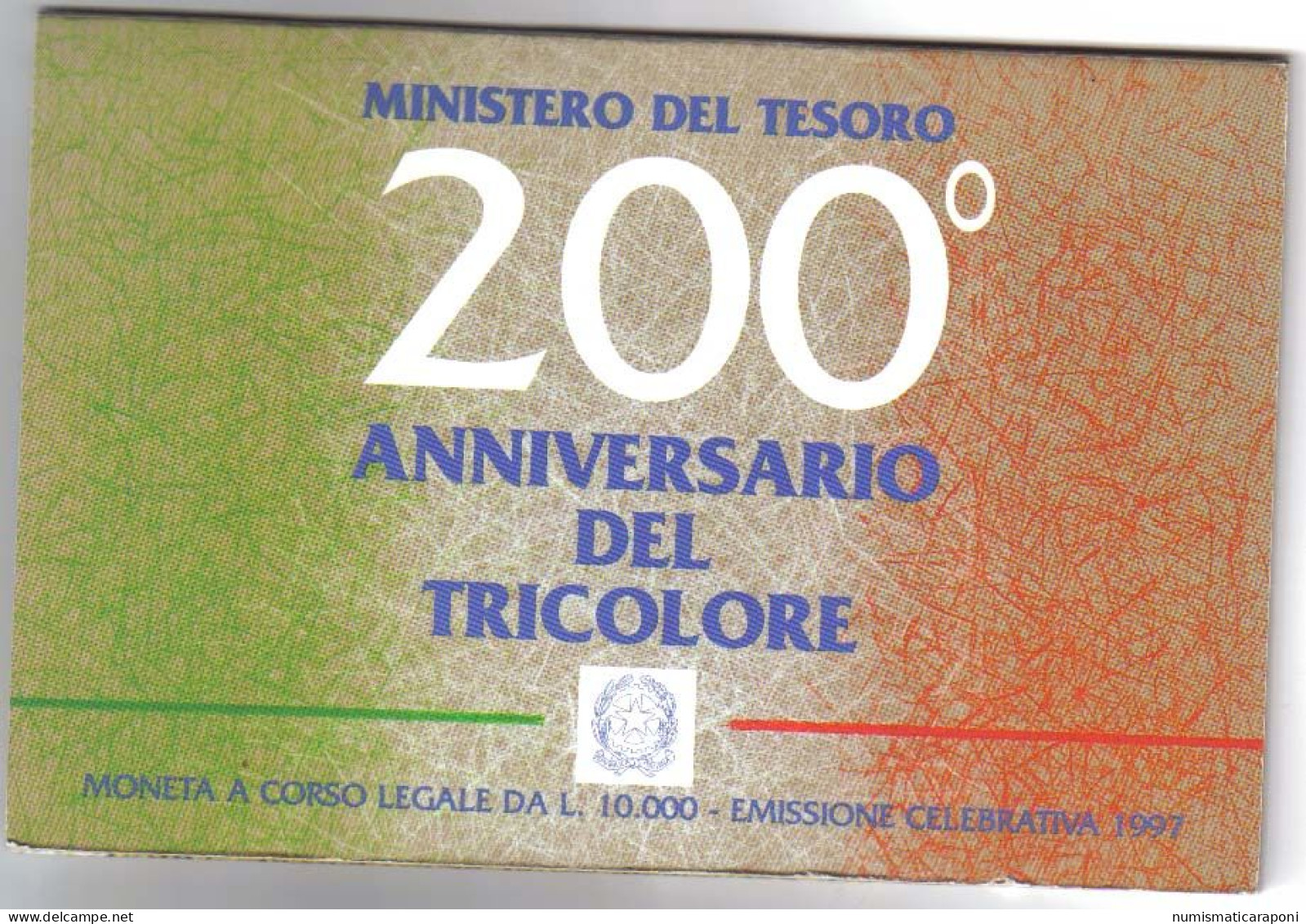 ITALIA  Italy 1997 10000 Lire 200° Anniversario Del Tricolore  Fdc - Mint Sets & Proof Sets