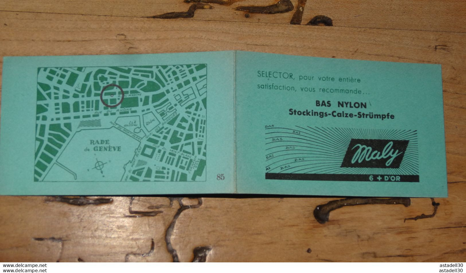 Carte Depliant Commercial, Bas Nylon MALY A GENEVE ........ C  ....... E2-99b - Suisse