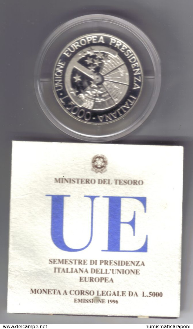 REPUBBLICA ITALIANA  5000 LIRE Semestre Di Presidenza UE 1996 Proof - Nieuwe Sets & Proefsets