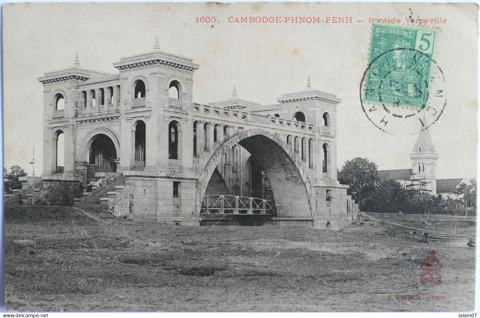 C. P. A. : CAMBODGE : PHNOM-PENH : Pont De Verneville, Timbre En 1906 - Cambodge