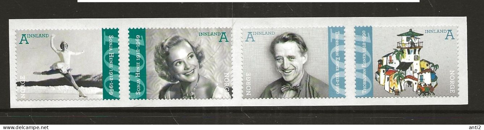 Norway Norge 2012 100th Birthday Of Sonja Henie And Thorbjørn Egner. Mi 1778-1781  MNH(**) - Neufs