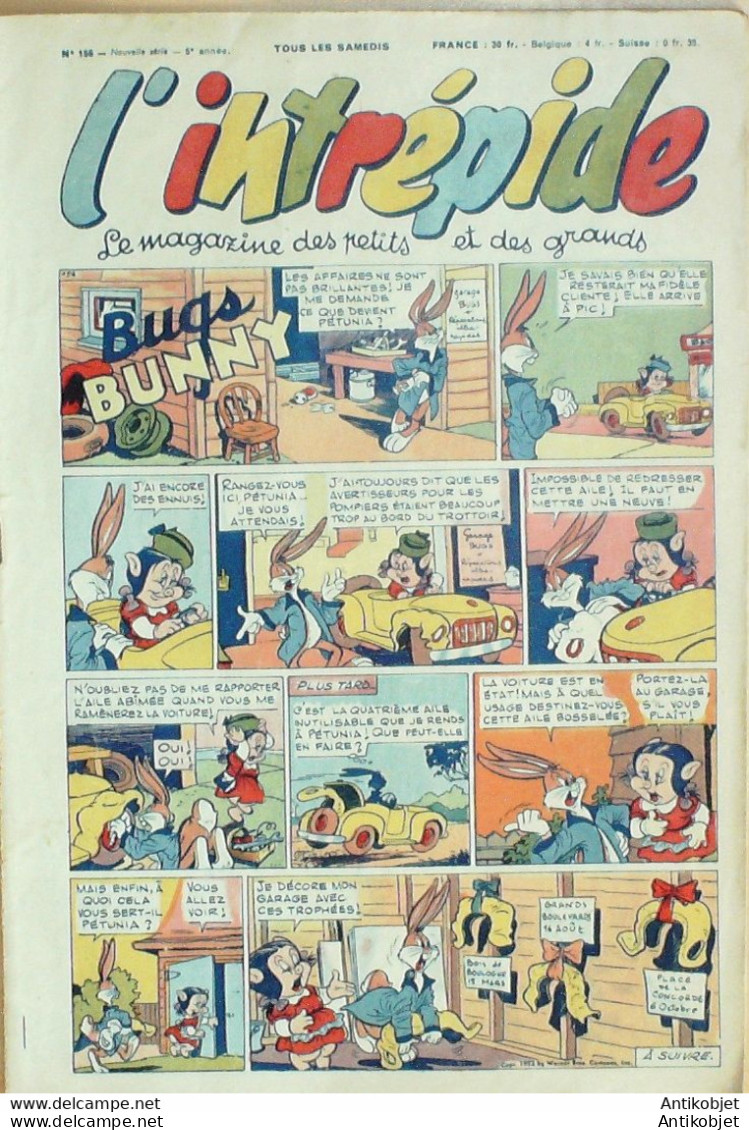 L'Intrépide 1952 N°156 BUFFALO BILL BUGS BUNNY ZOE FANFAN La TULIPE - L'Intrépide