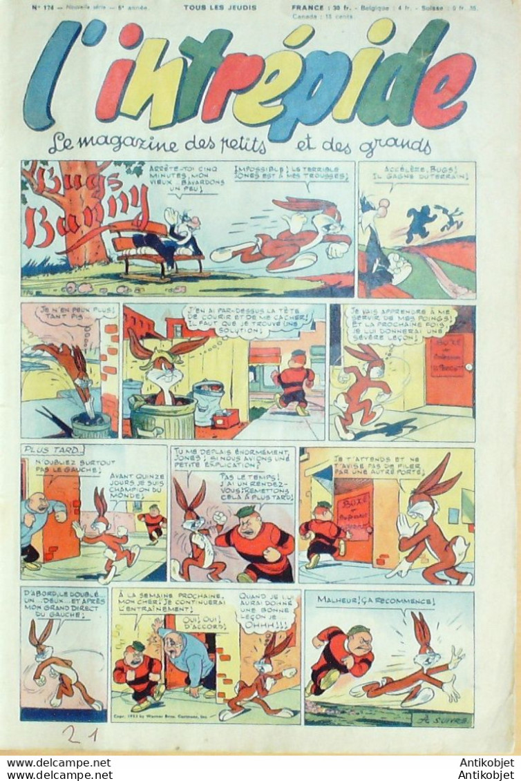 L'Intrépide 1953 N°174 BUFFALO BILL BUGS BUNNY ZOE FANFAN La TULIPE - L'Intrépide