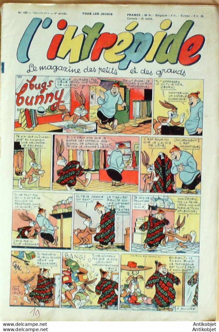 L'Intrépide 1953 N°183 BUFFALO BILL BUGS BUNNY ZOE FANFAN La TULIPE - L'Intrépide