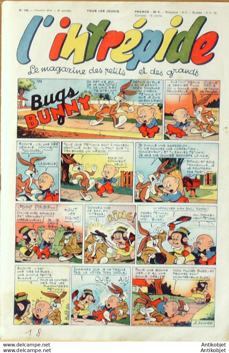 L'Intrépide 1953 N°192 BUFFALO BILL BUGS BUNNY ZOE FANFAN La TULIPE - L'Intrépide