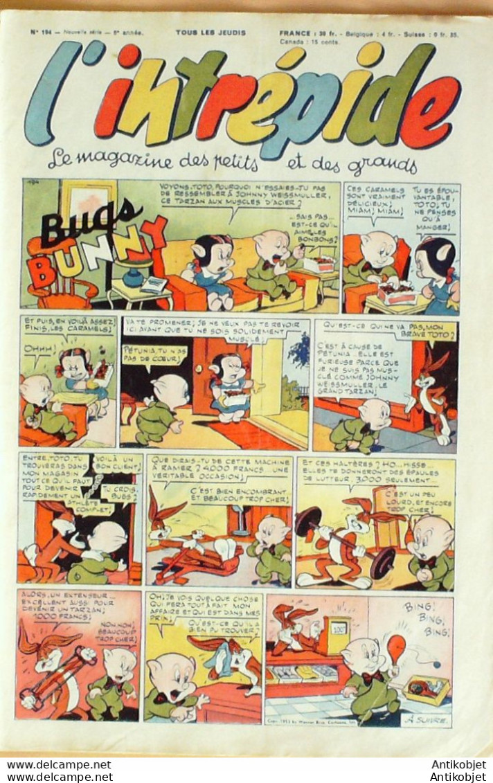 L'Intrépide 1953 N°194 BUFFALO BILL BUGS BUNNY ZOE FANFAN La TULIPE - L'Intrépide