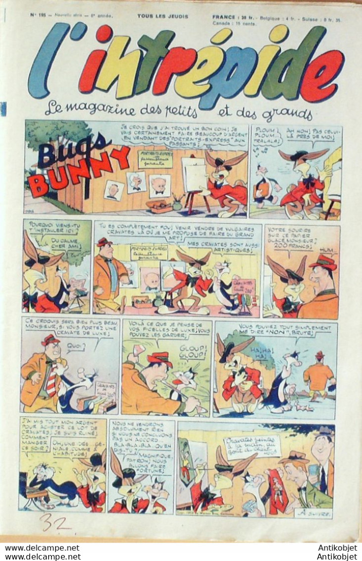 L'Intrépide 1953 N°195 BUFFALO BILL BUGS BUNNY ZOE FANFAN La TULIPE - L'Intrépide