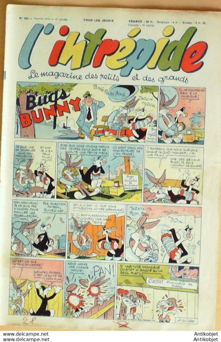 L'Intrépide 1953 N°203 BUFFALO BILL BUGS BUNNY ZOE FANFAN La TULIPE - L'Intrépide