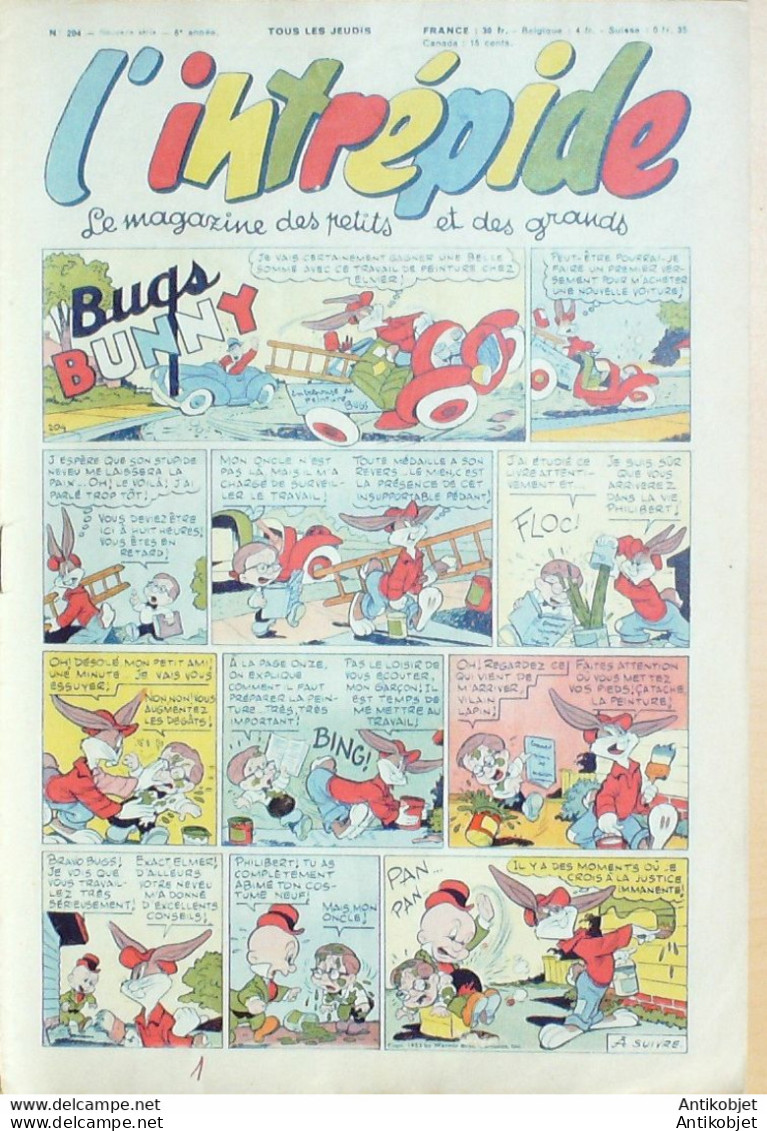 L'Intrépide 1953 N°204 BUFFALO BILL BUGS BUNNY ZOE FANFAN La TULIPE - L'Intrépide